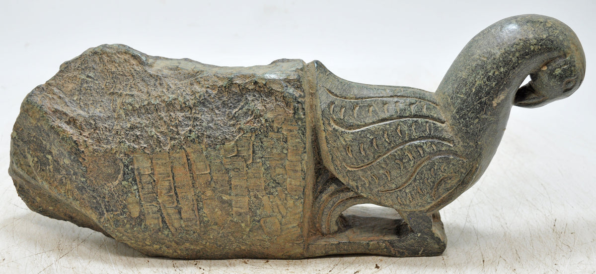 Antique Green Stone Parrot Figurine Wall Hook Hanger Original Old Fine Hand Carved