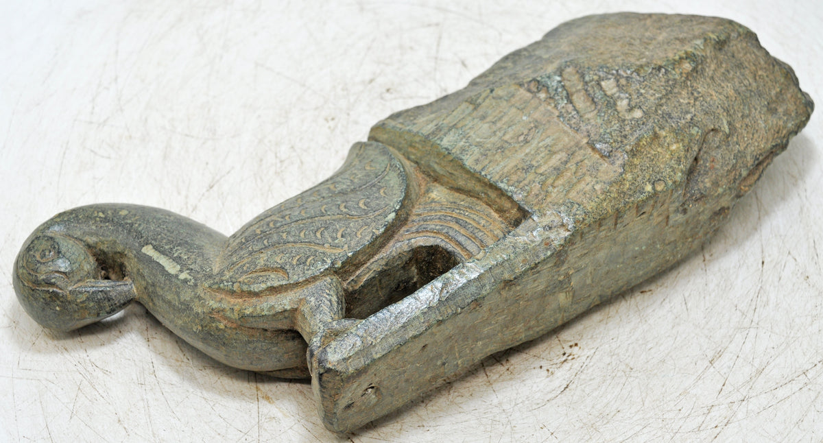 Antique Green Stone Parrot Figurine Wall Hook Hanger Original Old Fine Hand Carved