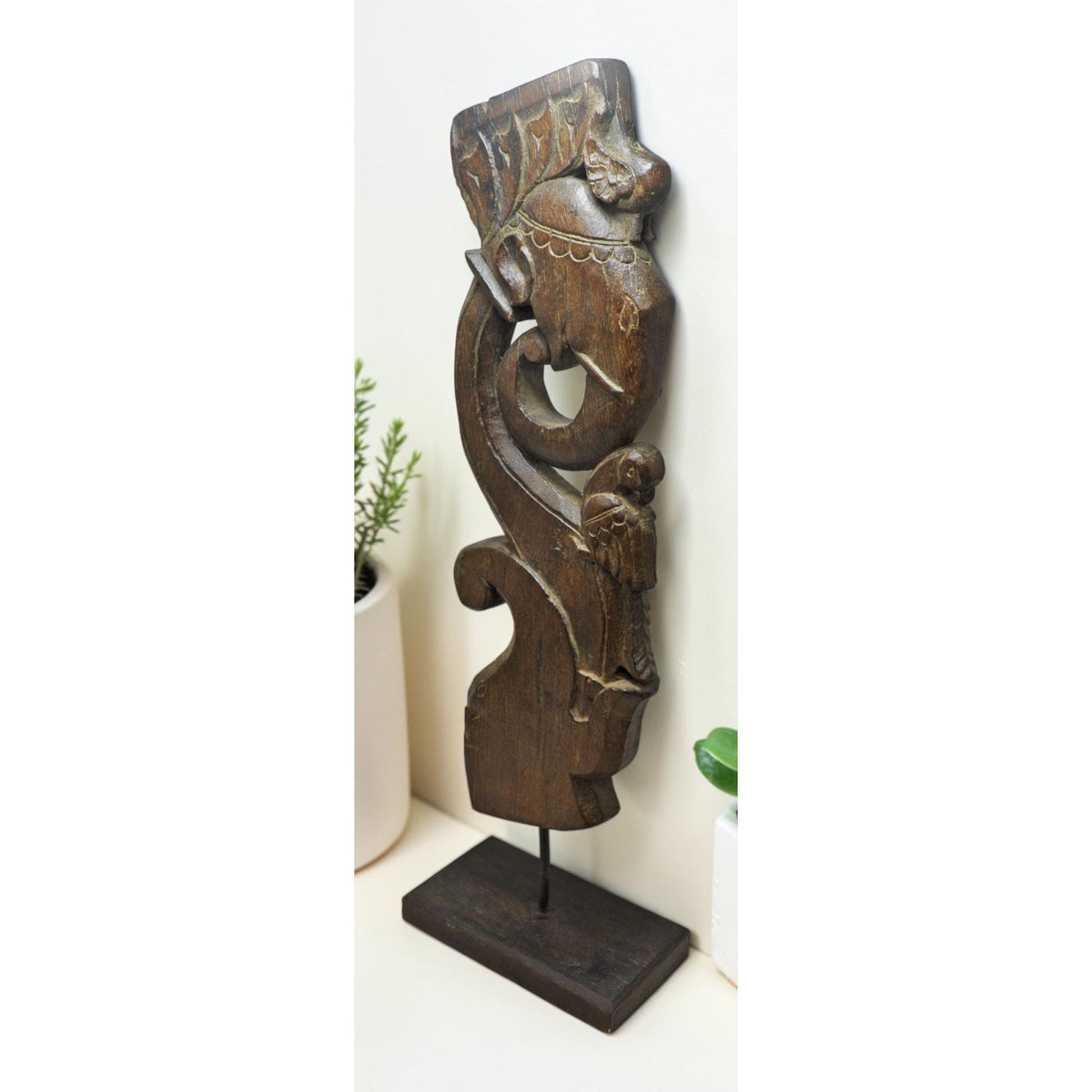 Antique Wooden Elephant Bracket Carving Panel Original Old Fine Hand Carved