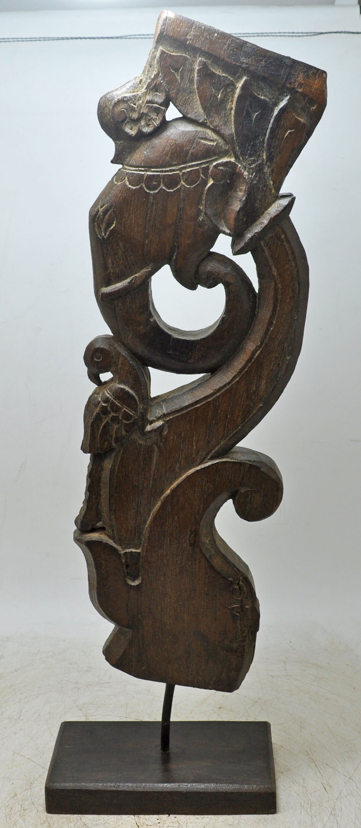 Antique Wooden Elephant Bracket Carving Panel Original Old Fine Hand Carved