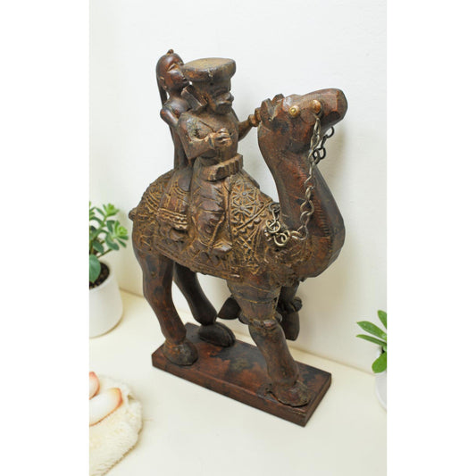 Antique Wooden Camel With Riders Dholamaru Figurine Original Old Fine Hand Carved