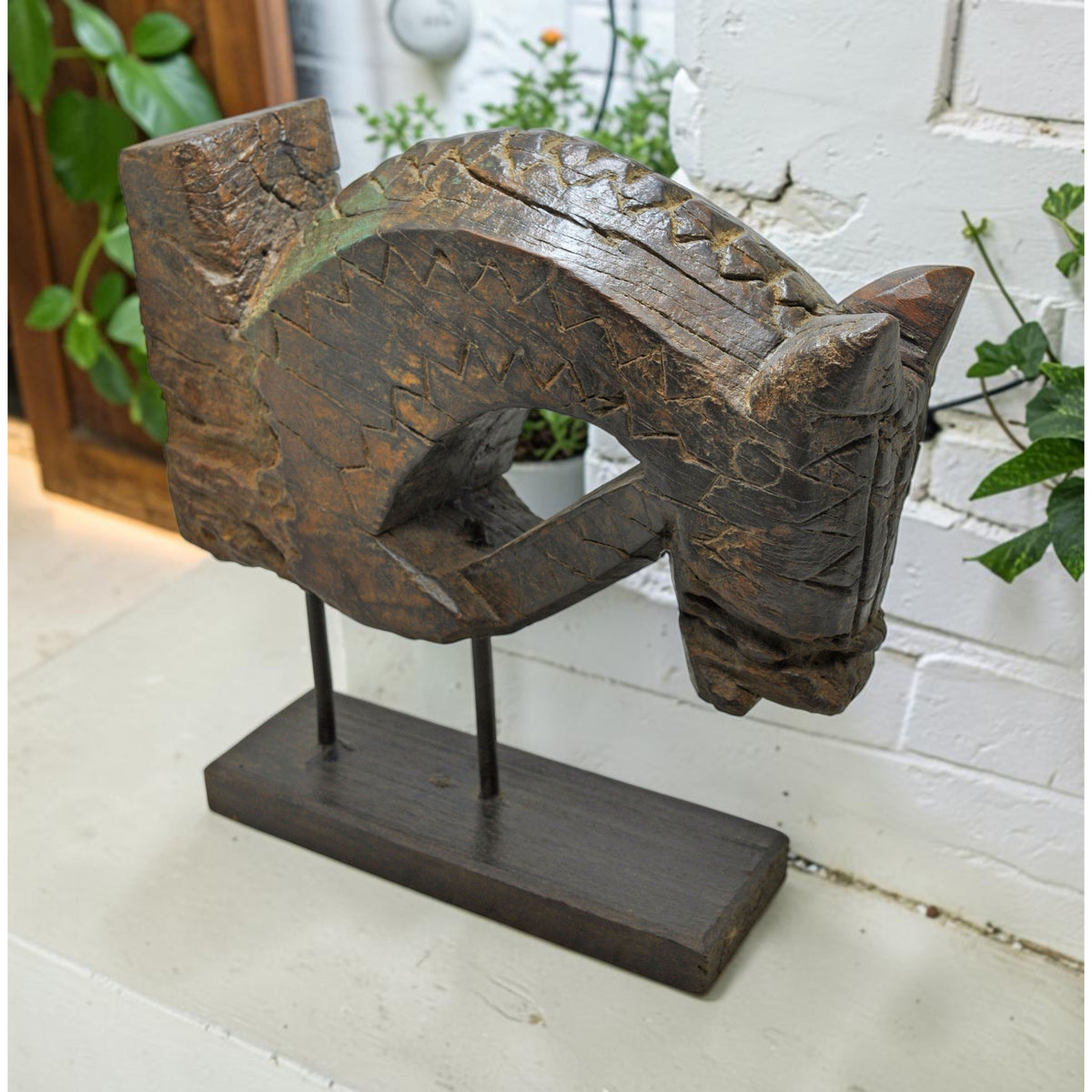 Antique Wooden Horse Head Bust Figurine Original Old Fine Hand Carved