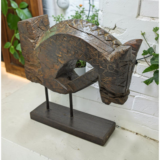 Antique Wooden Horse Head Bust Figurine Original Old Fine Hand Carved
