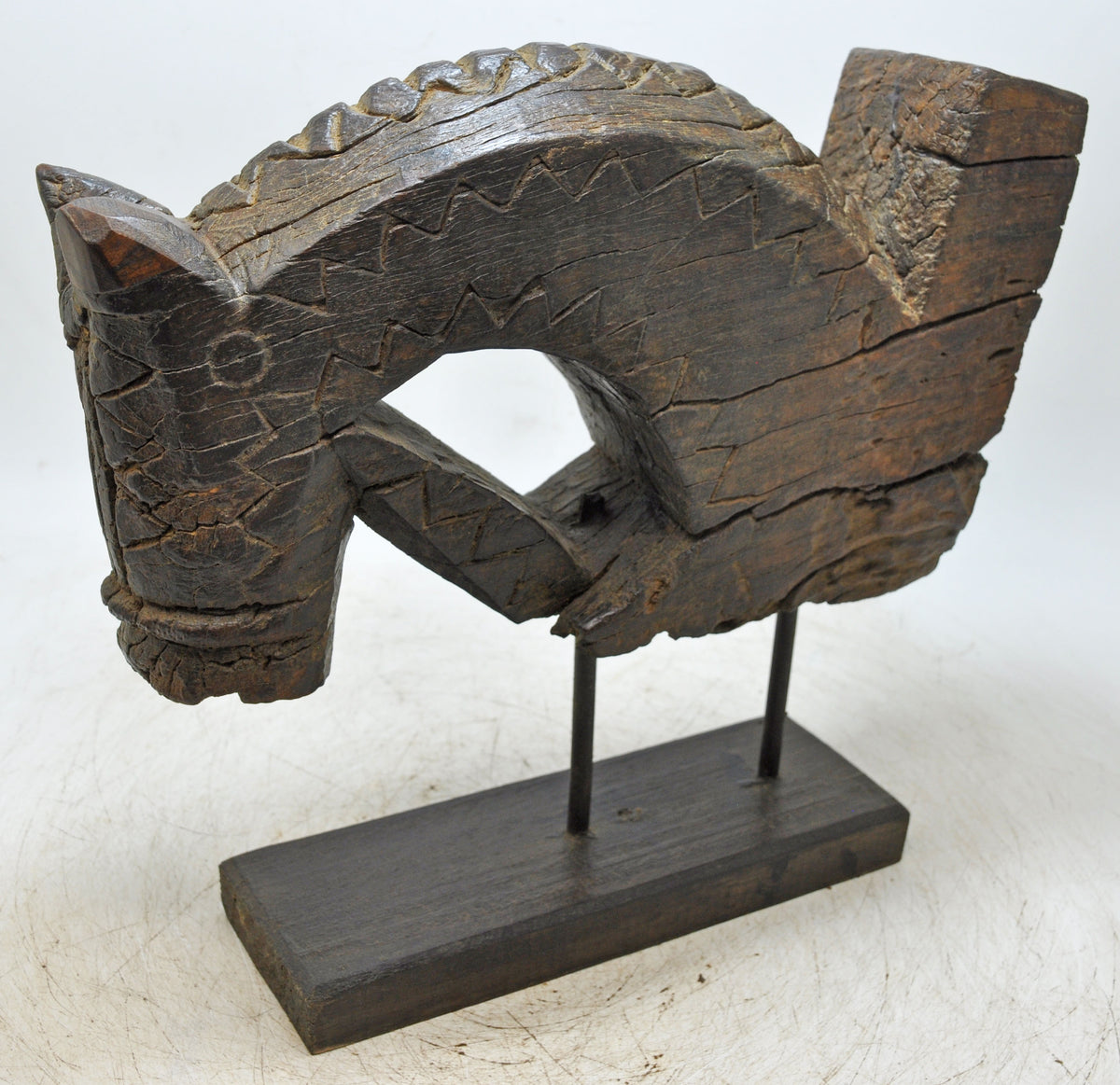 Antique Wooden Horse Head Bust Figurine Original Old Fine Hand Carved