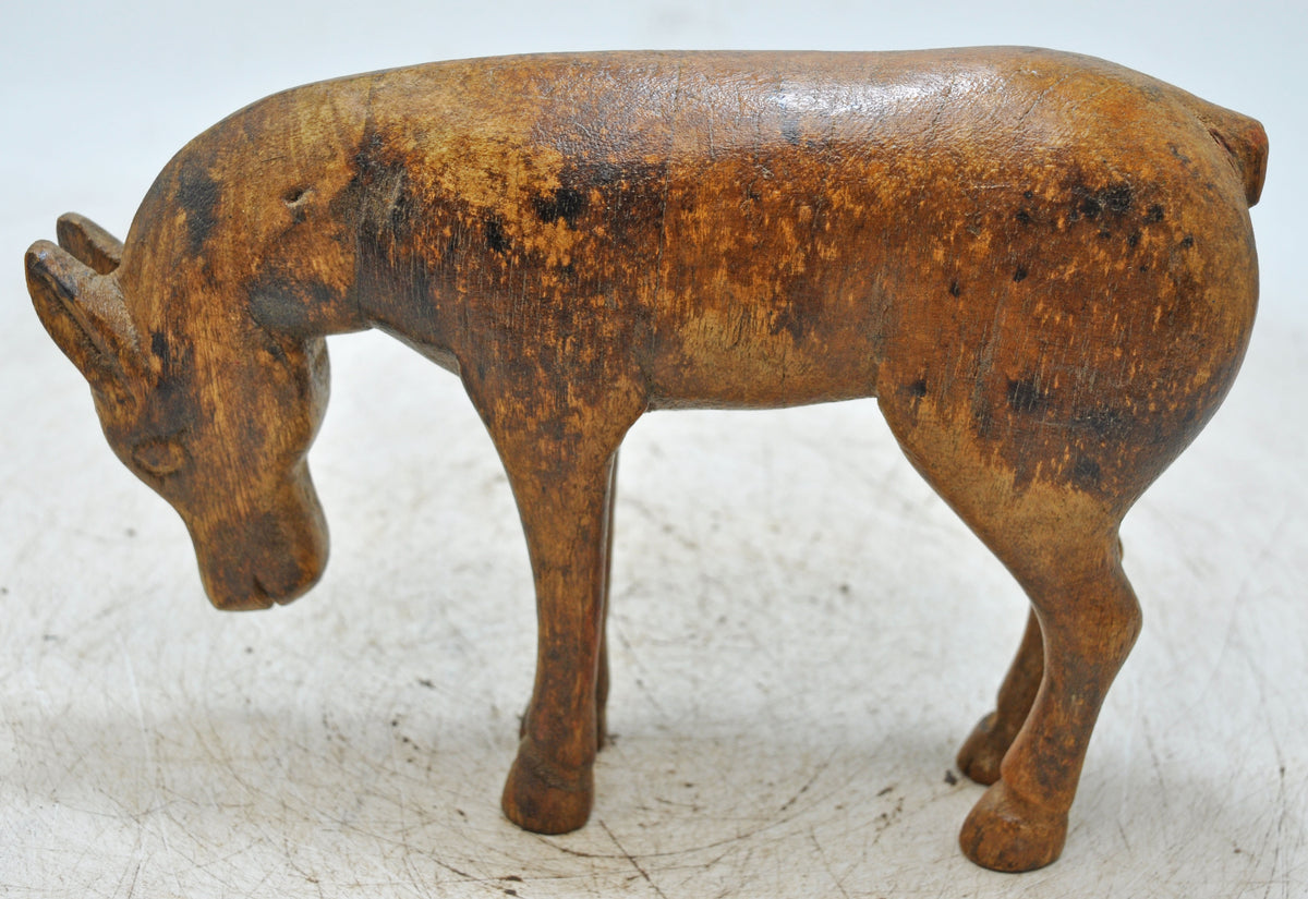 Vintage Wooden Small Horse Figurine Original Old Hand Carved