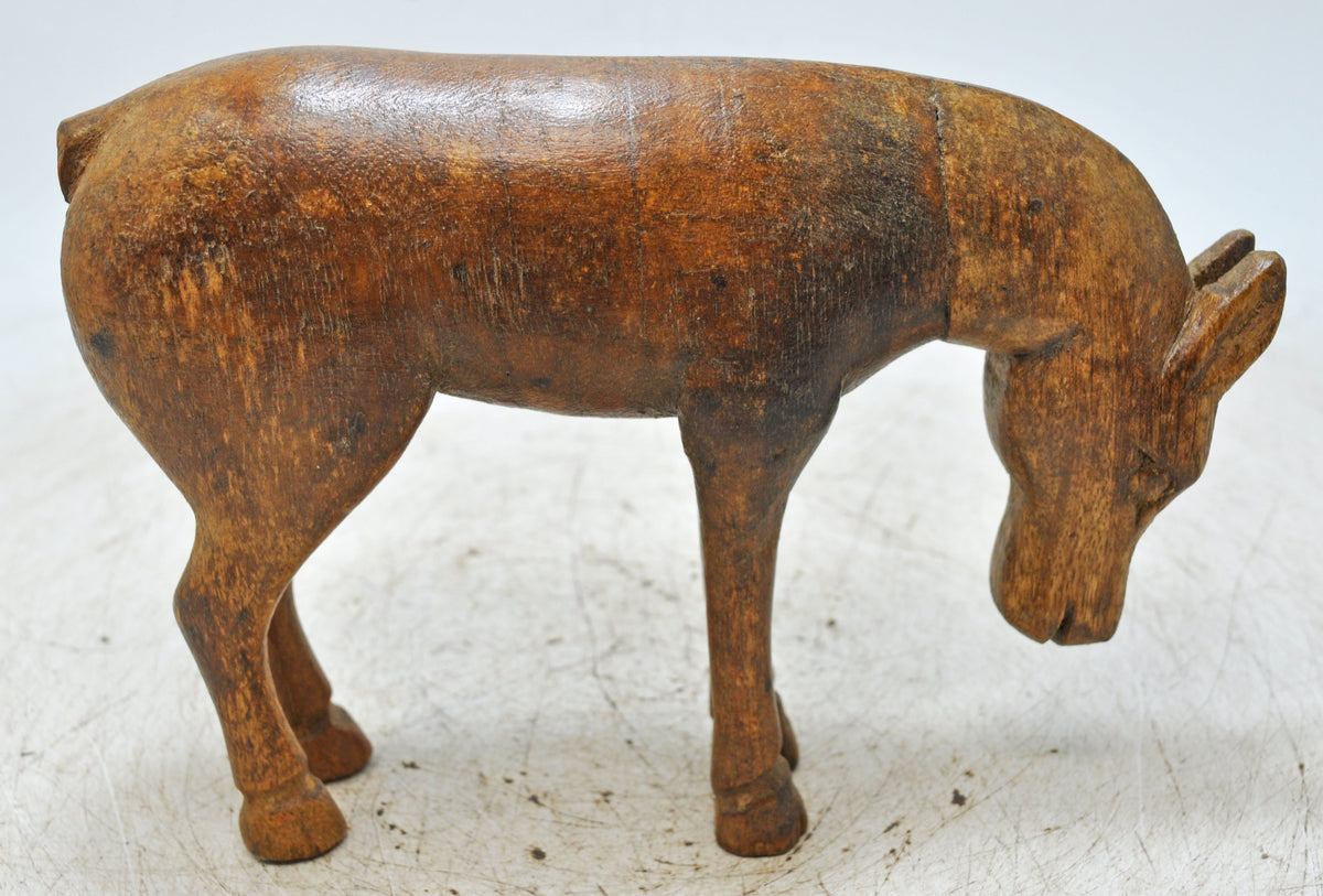 Vintage Wooden Small Horse Figurine Original Old Hand Carved