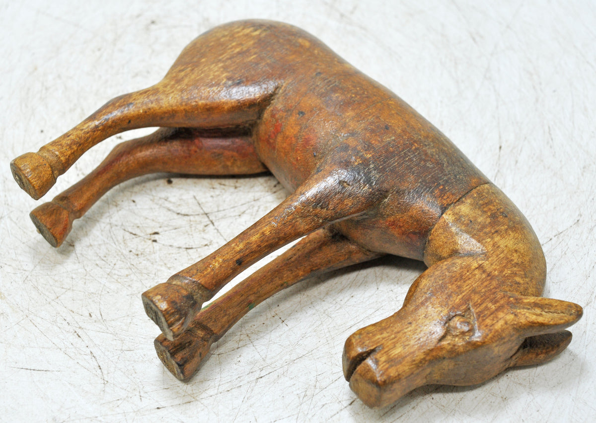 Vintage Wooden Small Horse Figurine Original Old Hand Carved