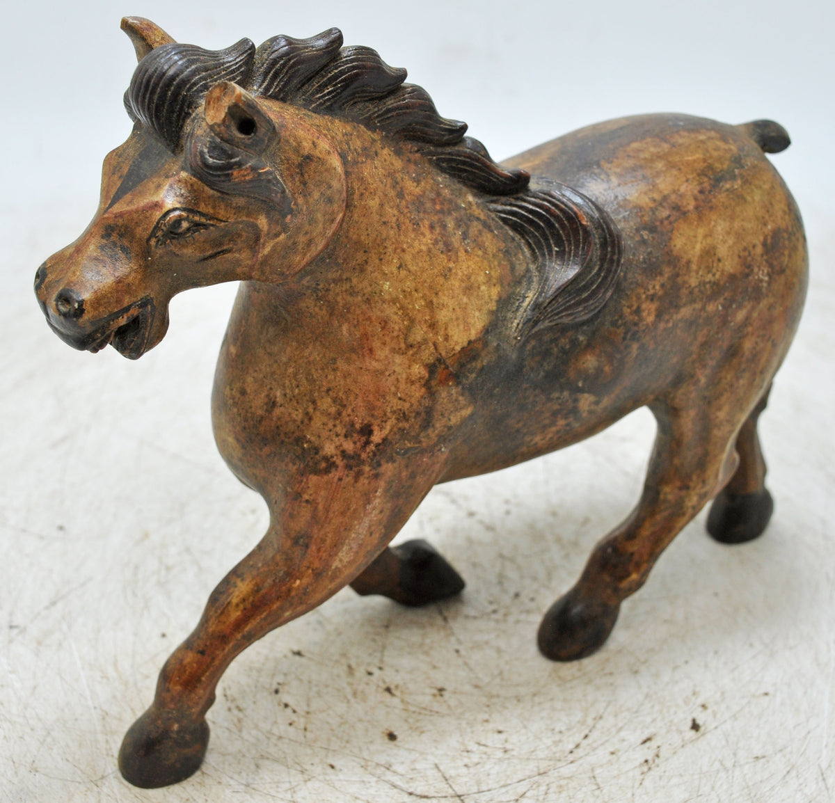 Vintage Wooden Running Horse Figurine Original Old Fine Hand Carved