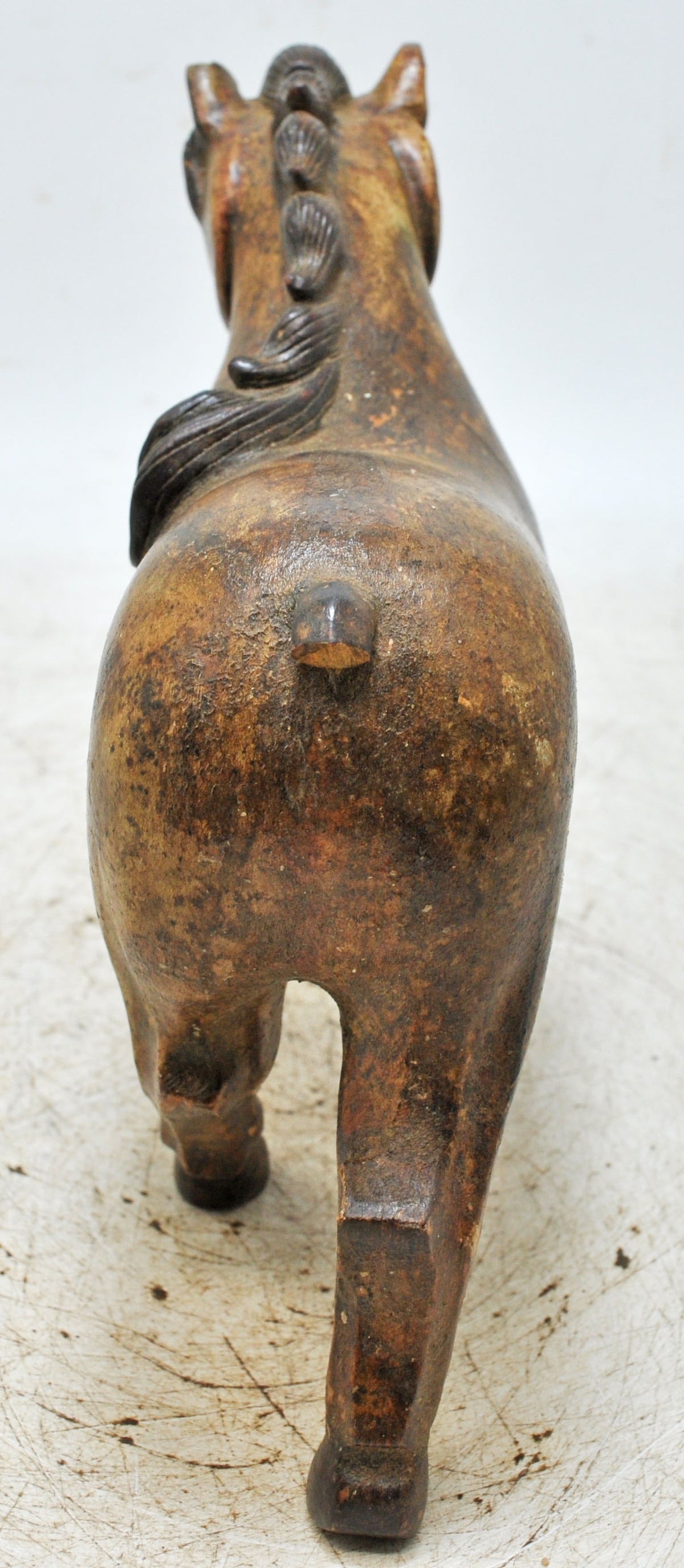 Vintage Wooden Running Horse Figurine Original Old Fine Hand Carved