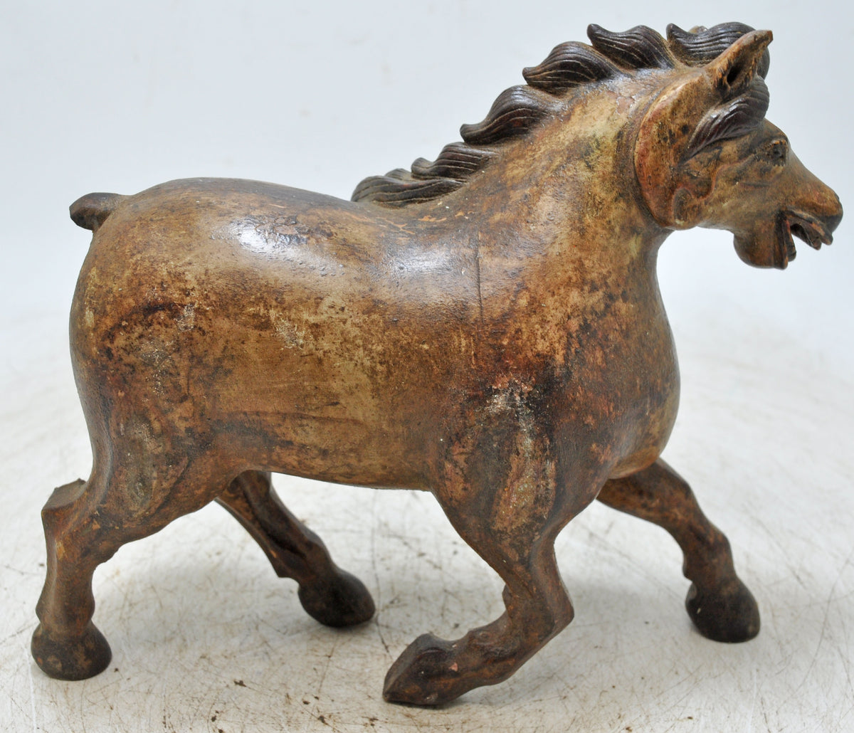 Vintage Wooden Running Horse Figurine Original Old Fine Hand Carved