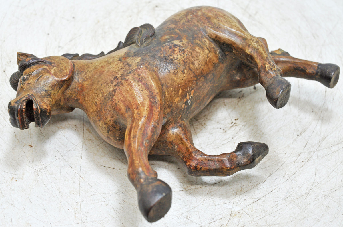 Vintage Wooden Running Horse Figurine Original Old Fine Hand Carved