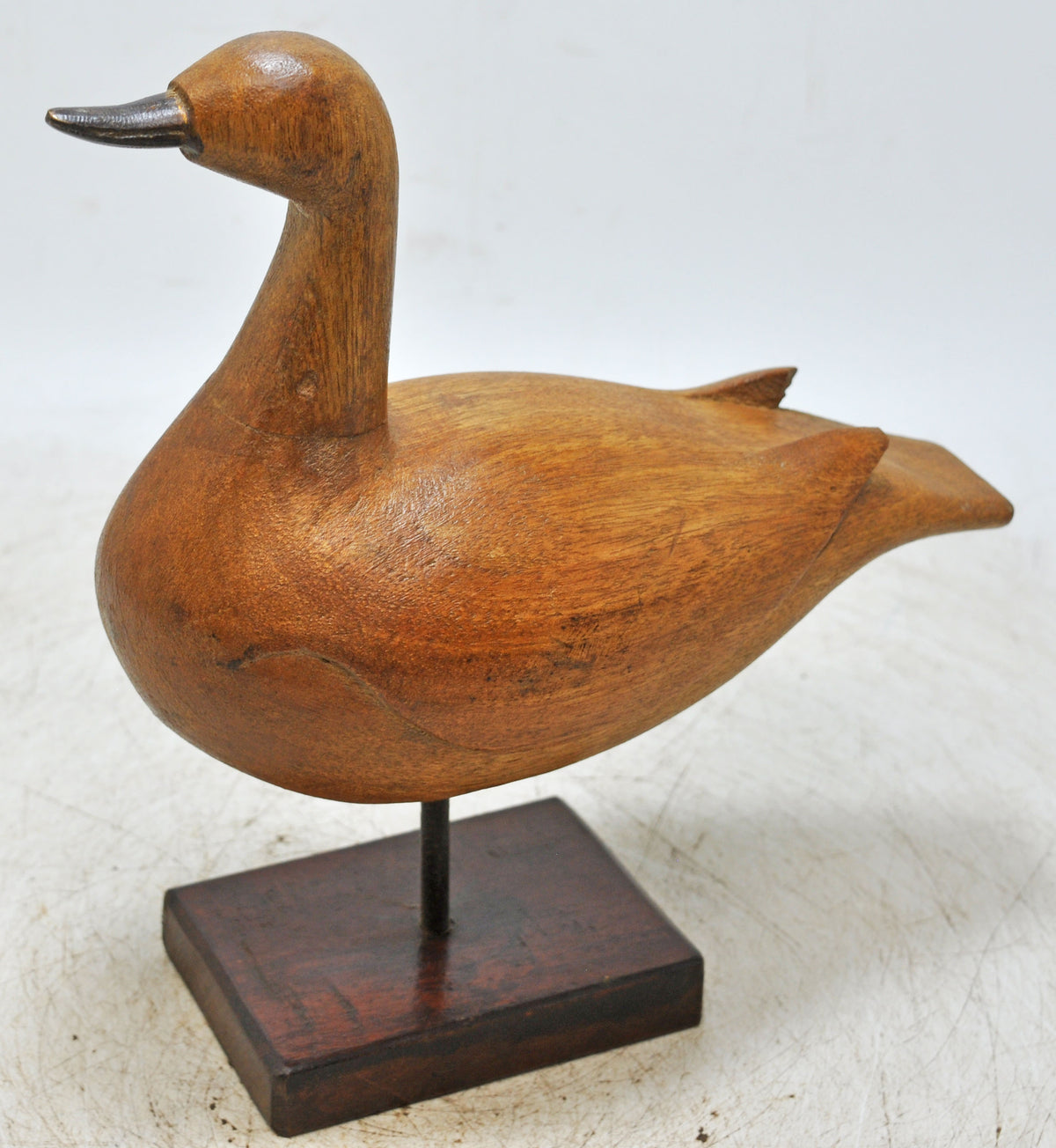 Vintage Wooden Bird Figurine on Stand Original Old Hand Carved