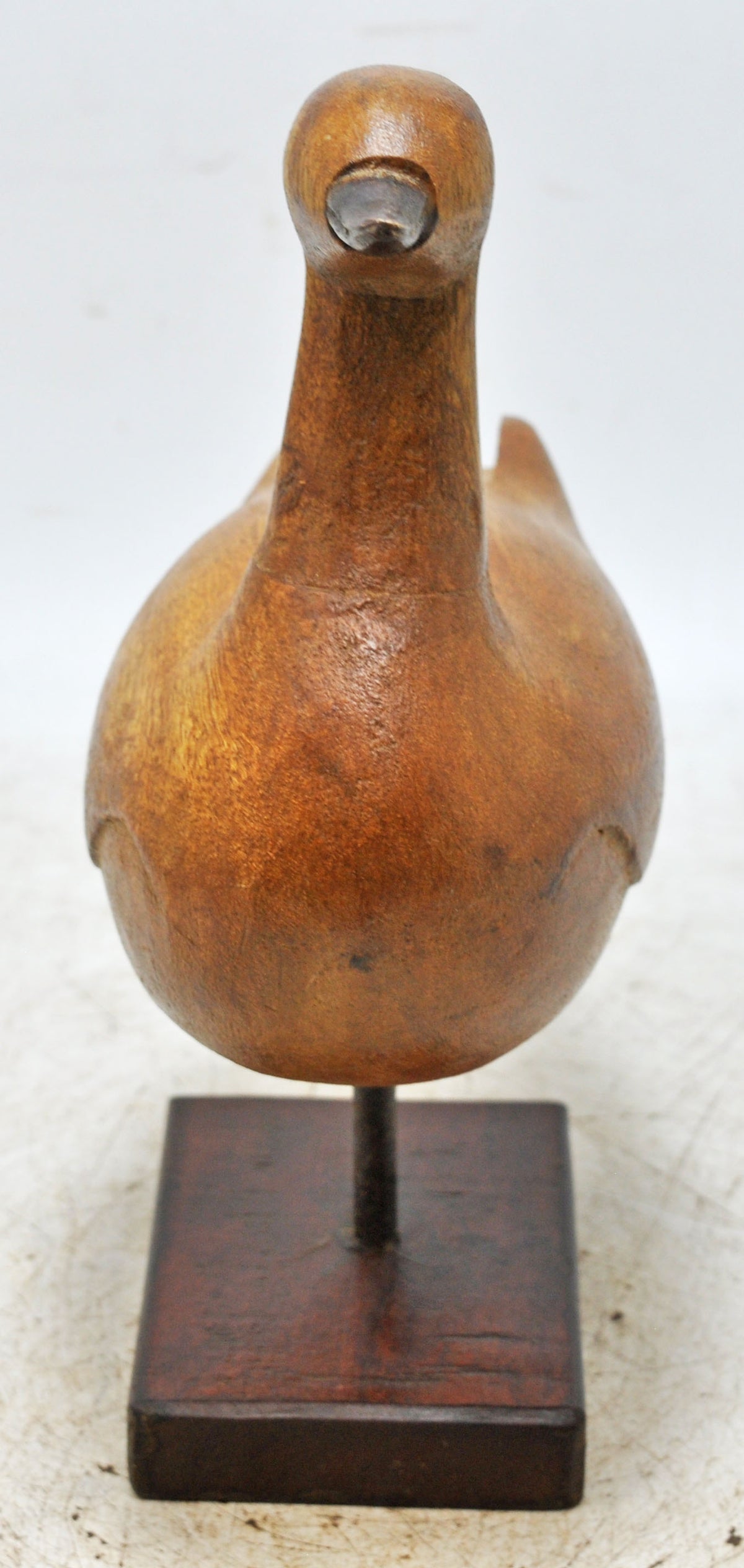 Vintage Wooden Bird Figurine on Stand Original Old Hand Carved