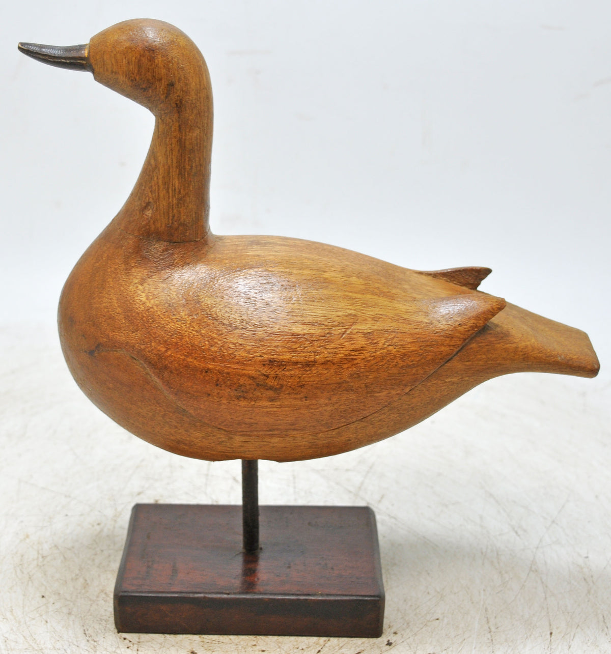 Vintage Wooden Bird Figurine on Stand Original Old Hand Carved