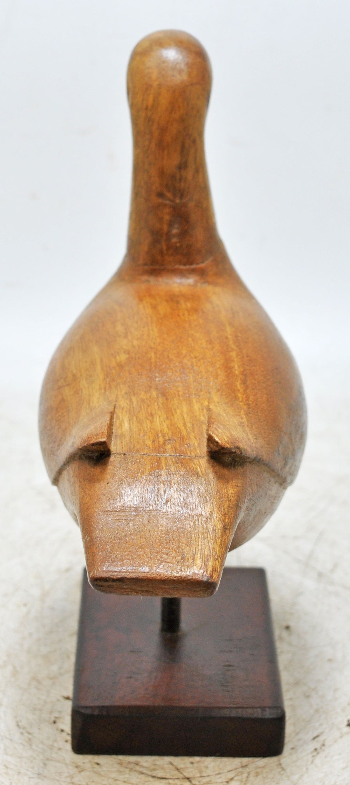 Vintage Wooden Bird Figurine on Stand Original Old Hand Carved