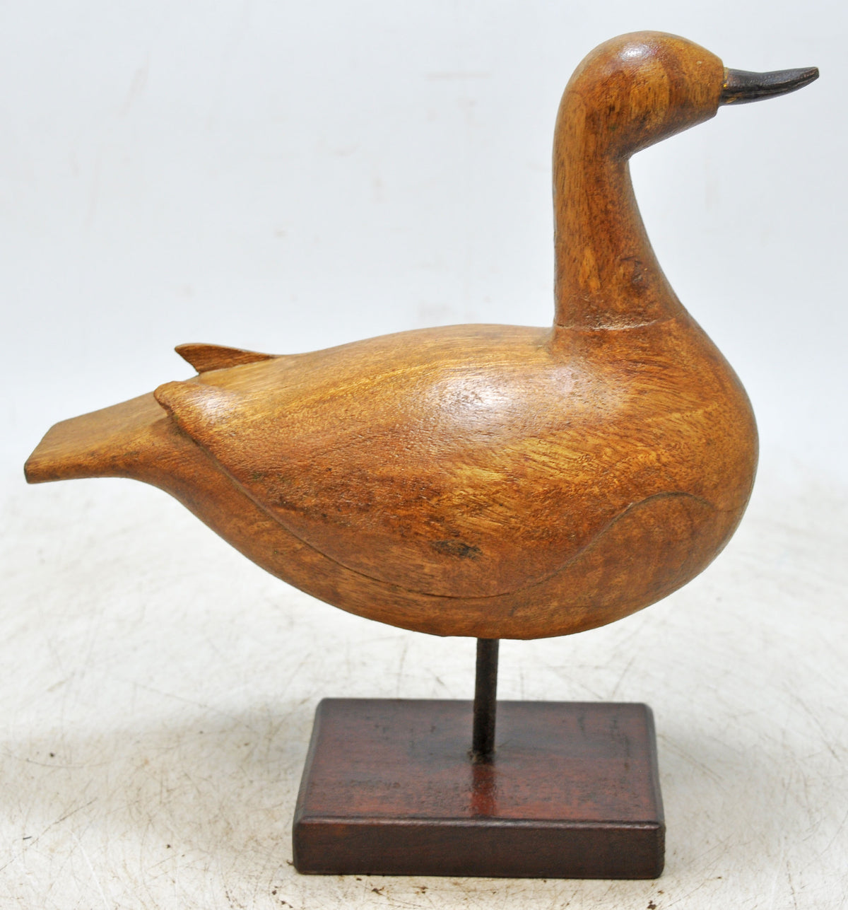 Vintage Wooden Bird Figurine on Stand Original Old Hand Carved