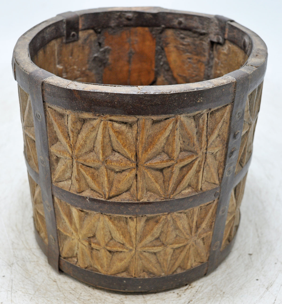 Vintage Wooden Grain Measurement Paili Pot Original Old Fine Hand Carved