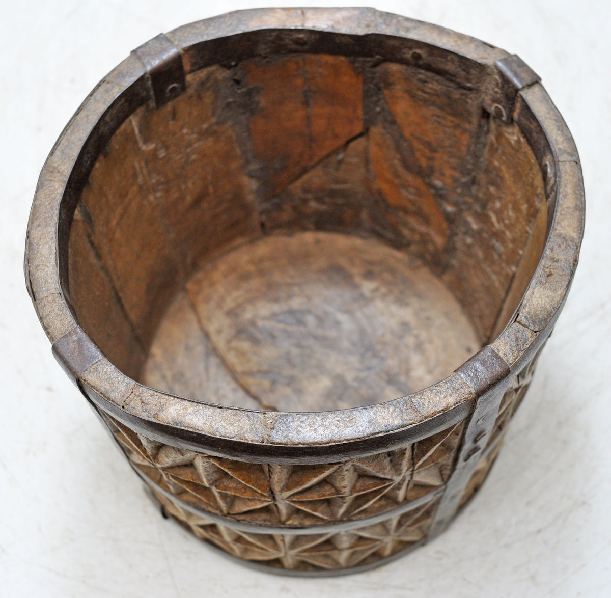 Vintage Wooden Grain Measurement Paili Pot Original Old Fine Hand Carved