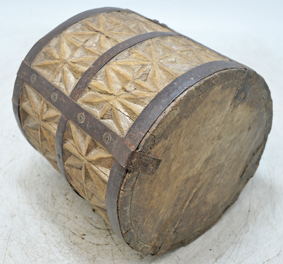 Vintage Wooden Grain Measurement Paili Pot Original Old Fine Hand Carved