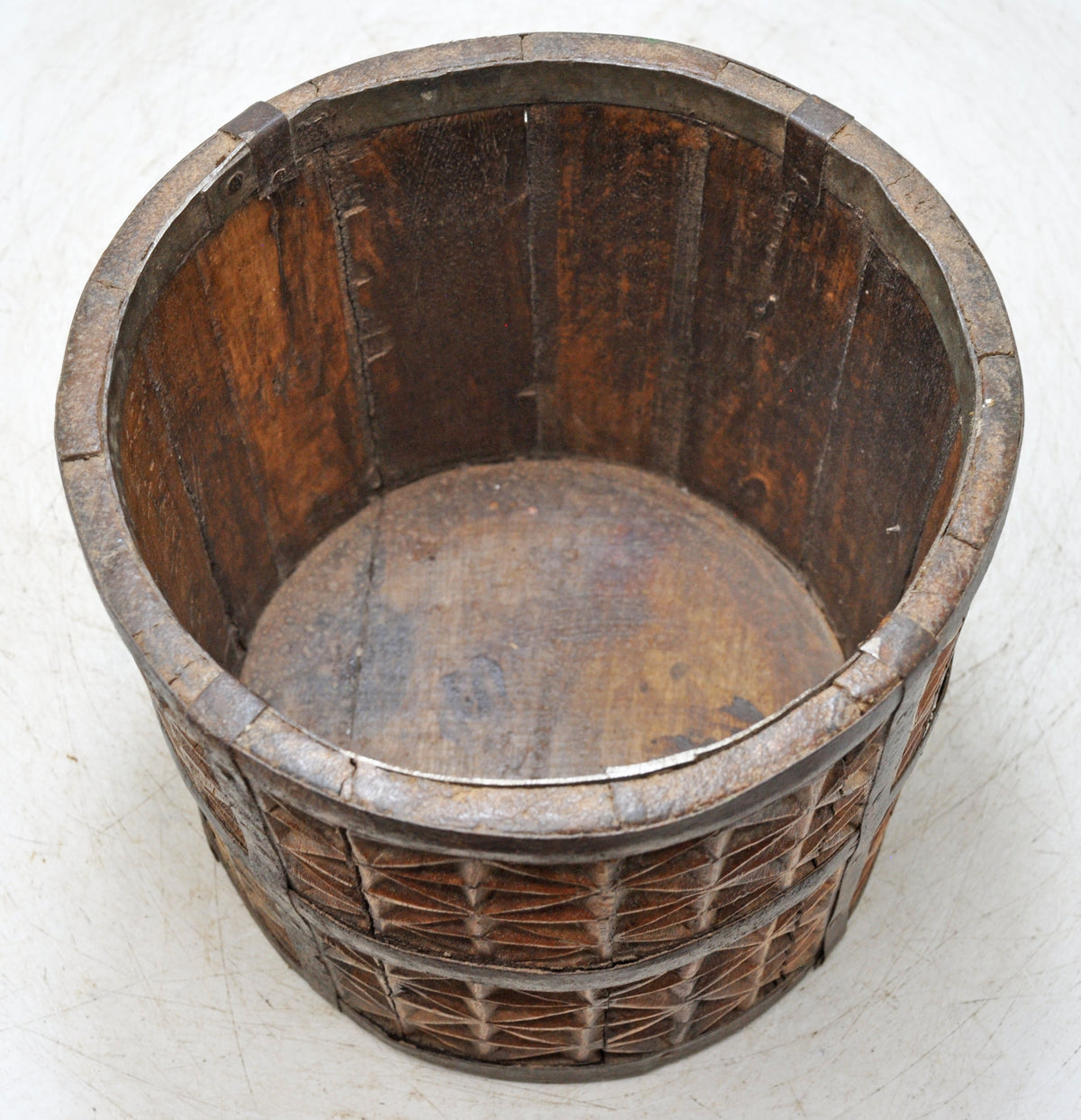Vintage Wooden Grain Measurement Paili Pot Original Old Fine Hand Carved