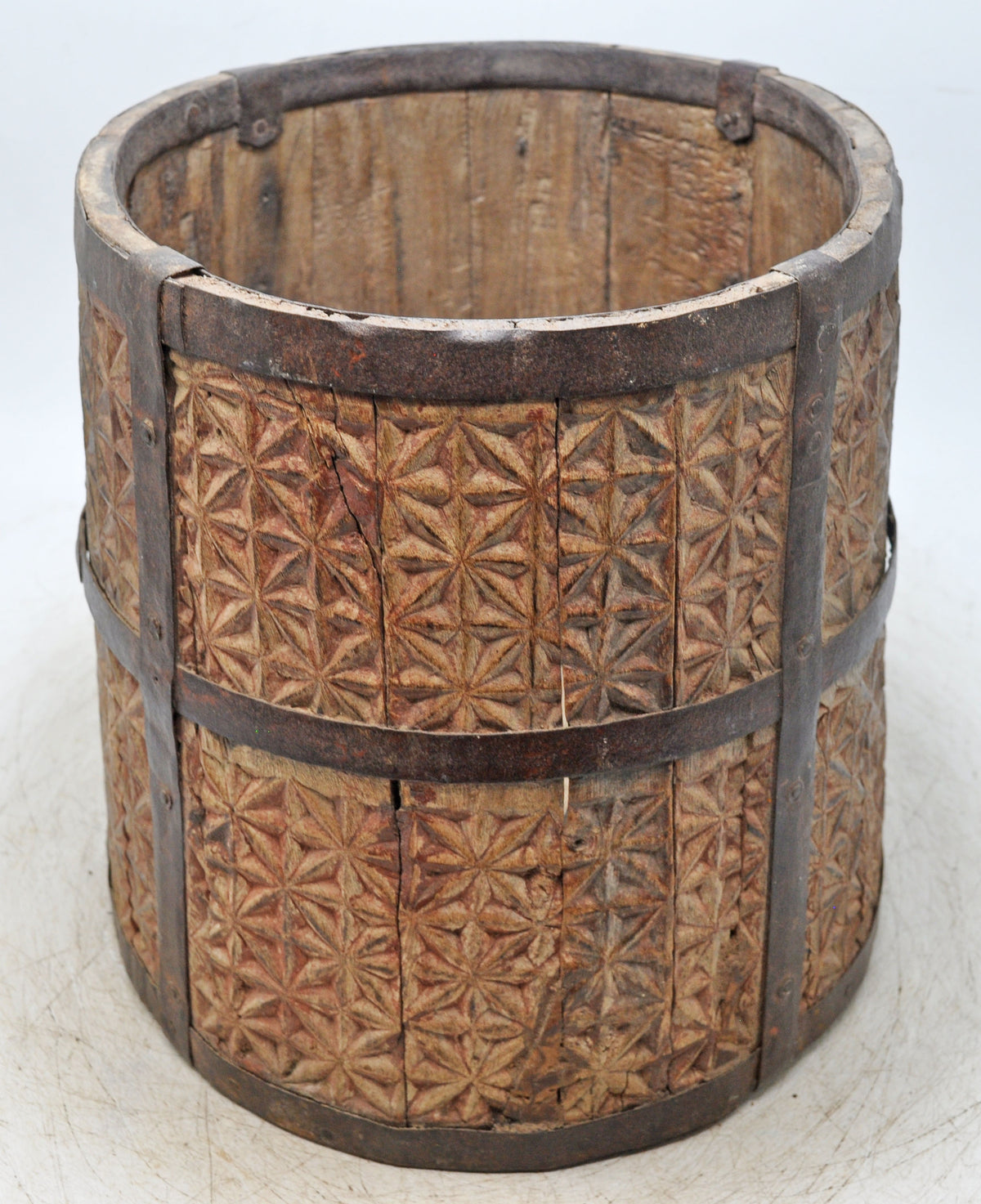 Vintage Wooden Grain Measurement Mana Pot Original Old Fine Hand Carved