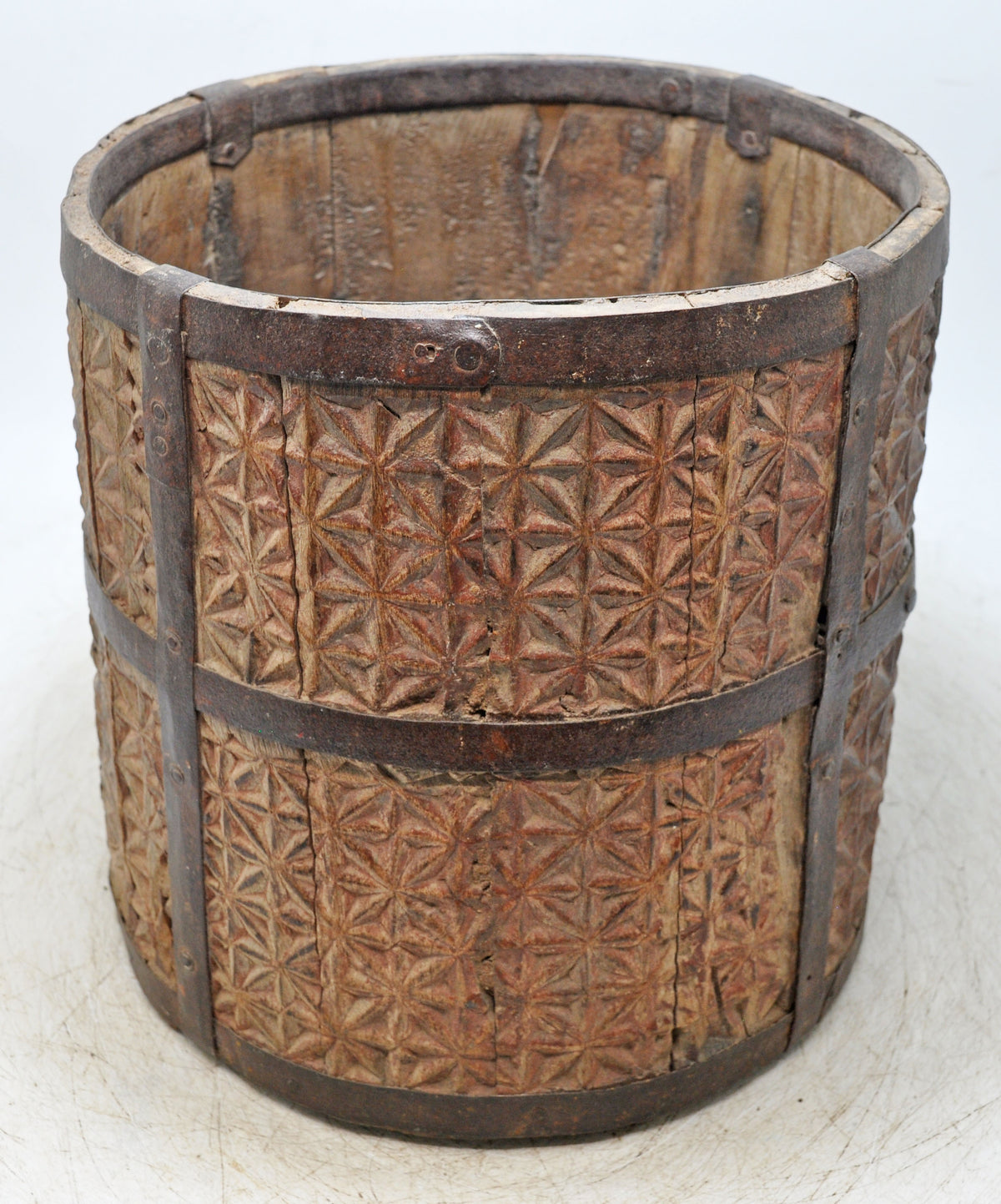 Vintage Wooden Grain Measurement Mana Pot Original Old Fine Hand Carved