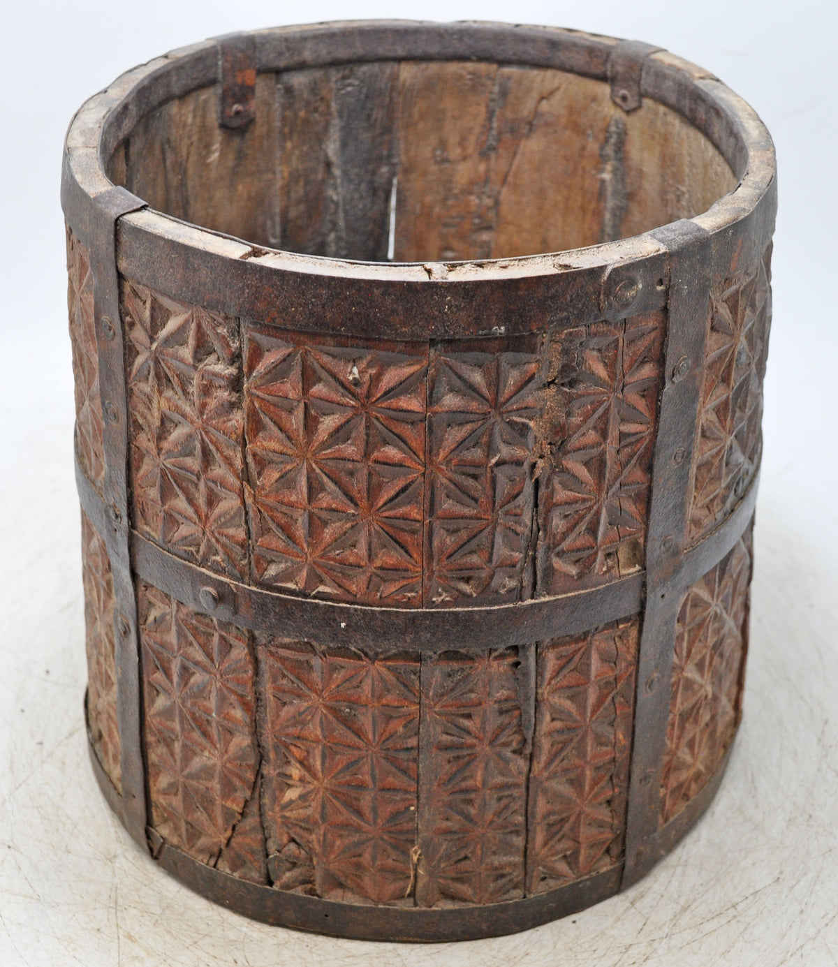 Vintage Wooden Grain Measurement Mana Pot Original Old Fine Hand Carved