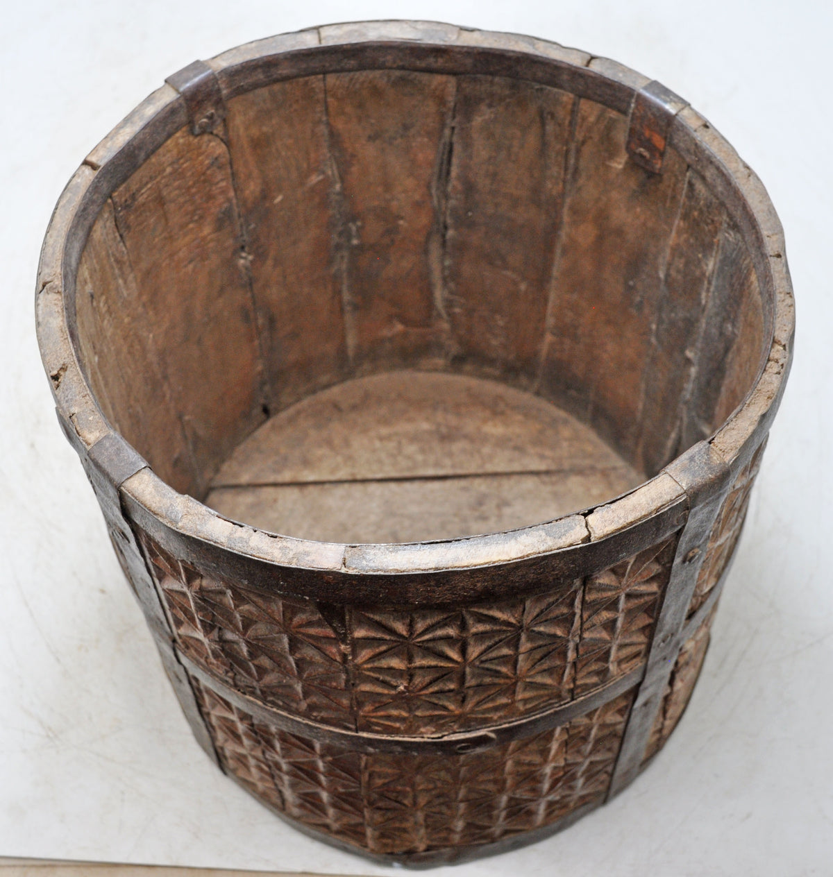 Vintage Wooden Grain Measurement Mana Pot Original Old Fine Hand Carved