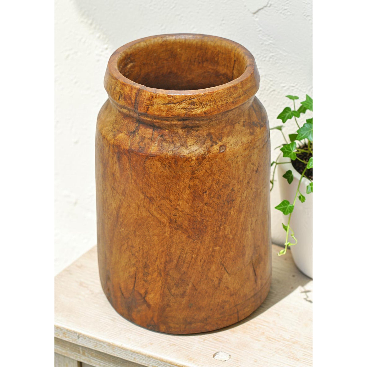 Antique Wooden Grain Measurement Paili Pot Original Old Hand Carved