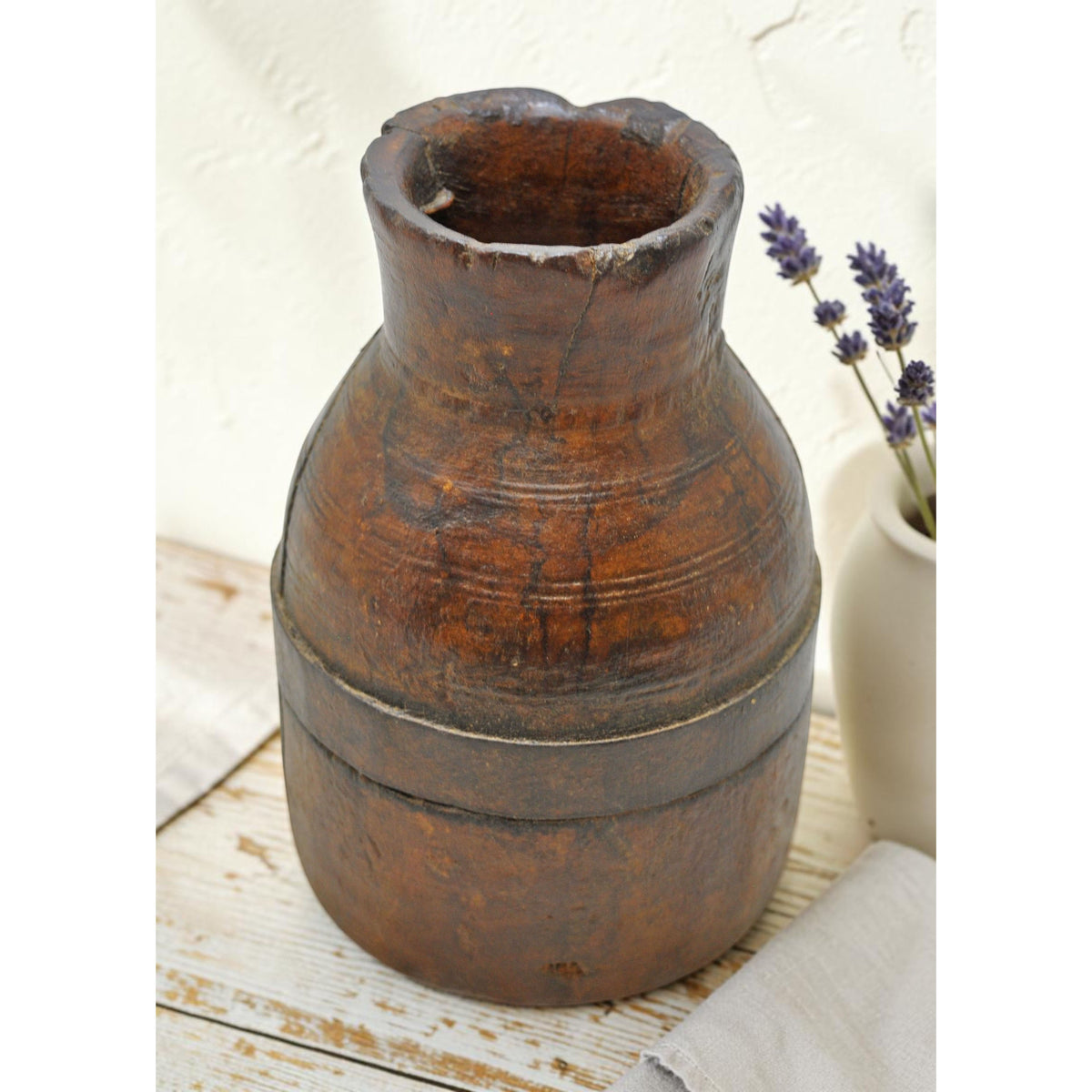 Antique Wooden Grain Measurement Paili Pot Original Old Hand Carved