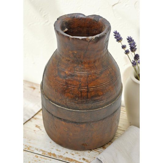 Antique Wooden Grain Measurement Paili Pot Original Old Hand Carved