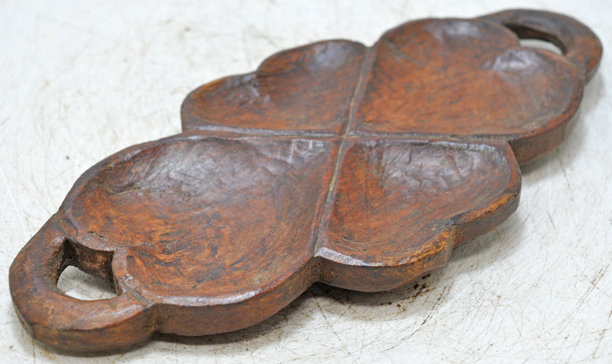 Vintage Wooden Floral Serving Tray Original Old Hand Carved