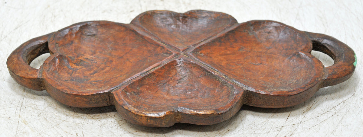 Vintage Wooden Floral Serving Tray Original Old Hand Carved