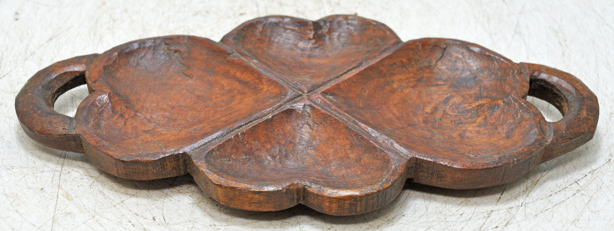 Vintage Wooden Floral Serving Tray Original Old Hand Carved