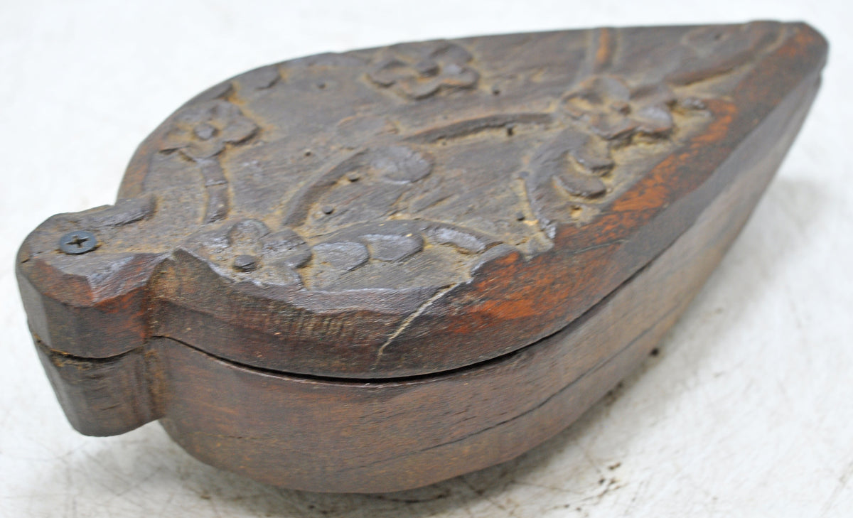 Antique Wooden Kum Kum Powder Tika Box Original Old Hand Carved