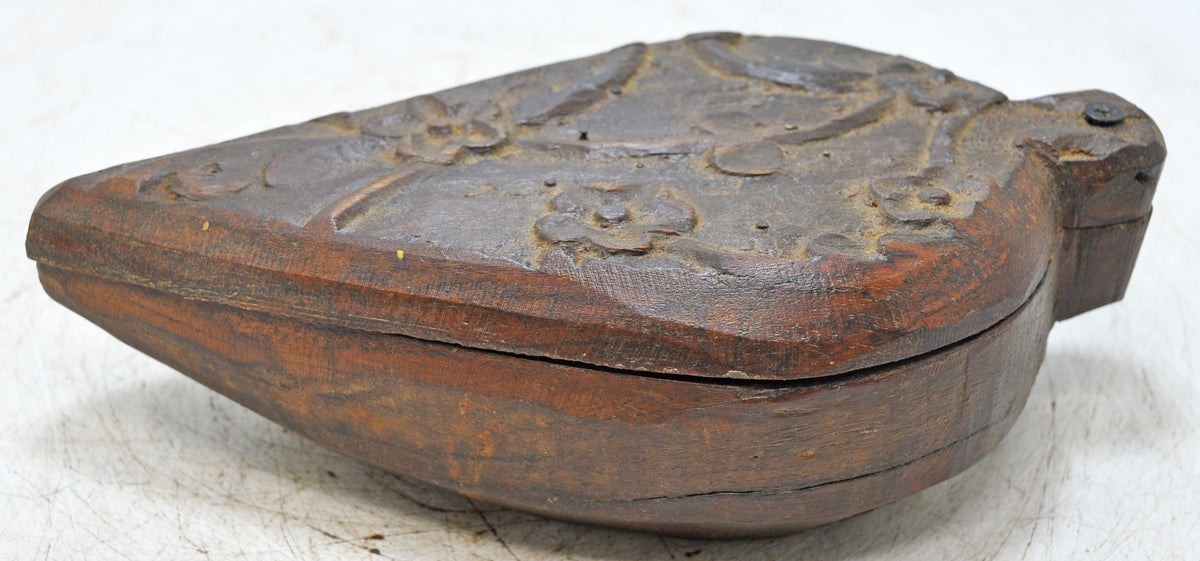 Antique Wooden Kum Kum Powder Tika Box Original Old Hand Carved