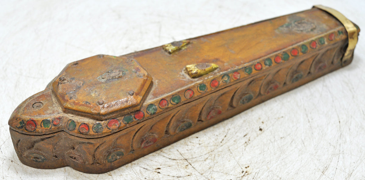 Antique Wooden Kum Kum Powder Tika Box Original Old Hand Carved