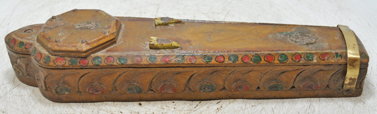 Antique Wooden Kum Kum Powder Tika Box Original Old Hand Carved