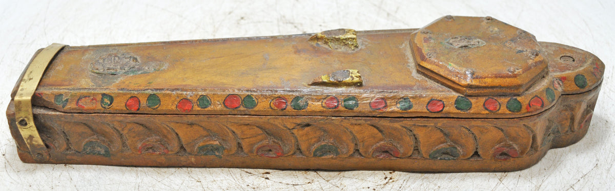 Antique Wooden Kum Kum Powder Tika Box Original Old Hand Carved