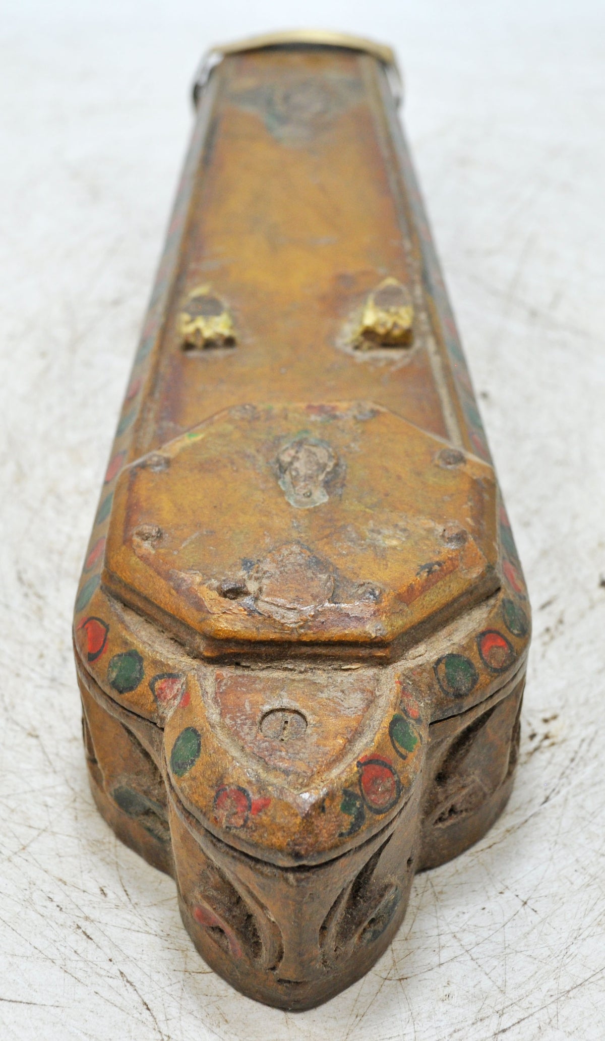 Antique Wooden Kum Kum Powder Tika Box Original Old Hand Carved