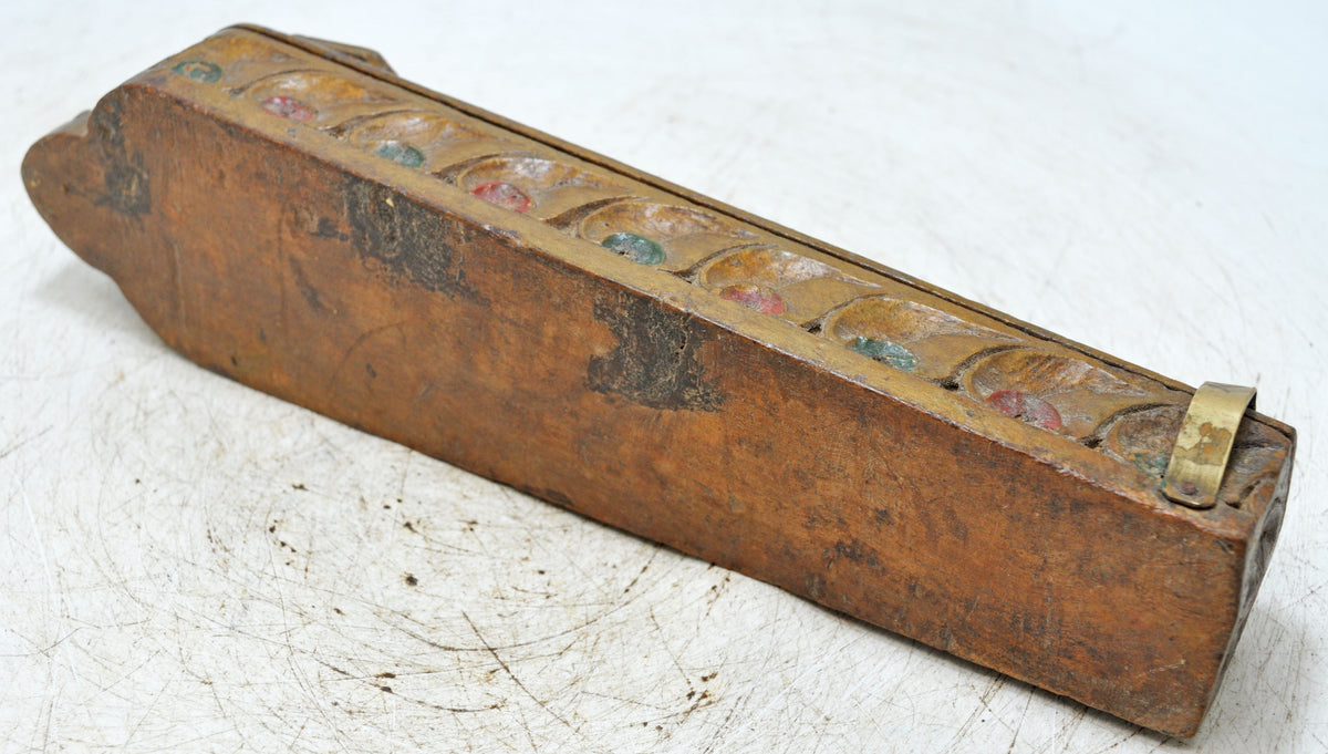 Antique Wooden Kum Kum Powder Tika Box Original Old Hand Carved