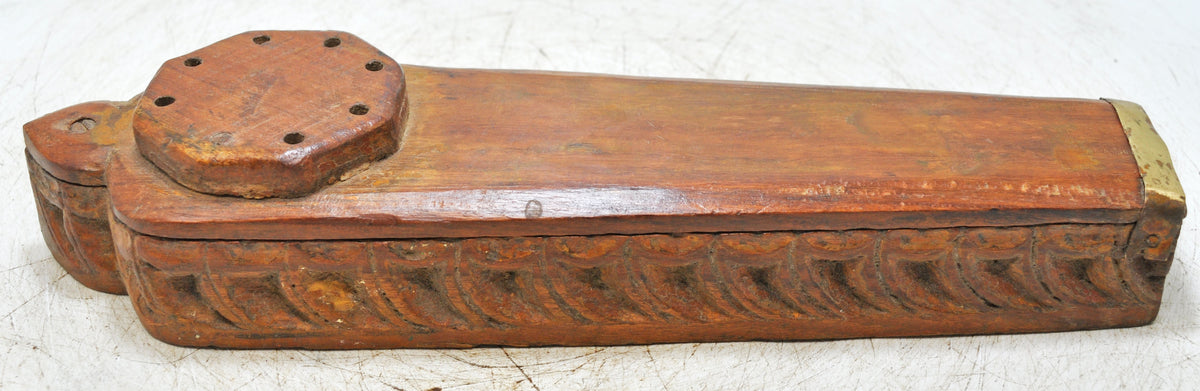 Antique Wooden Kum Kum Powder Tika Box Original Old Hand Carved