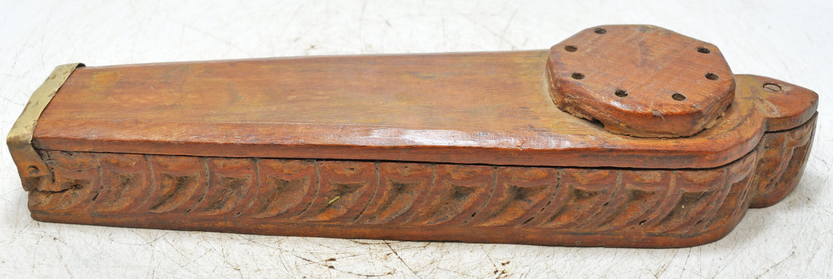 Antique Wooden Kum Kum Powder Tika Box Original Old Hand Carved