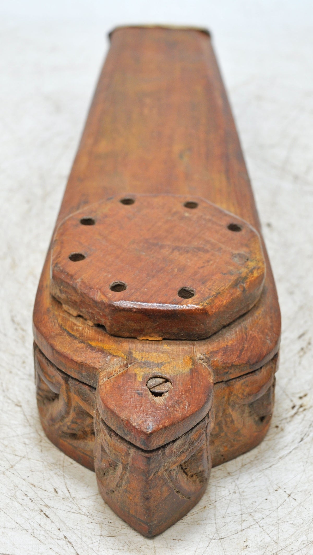 Antique Wooden Kum Kum Powder Tika Box Original Old Hand Carved
