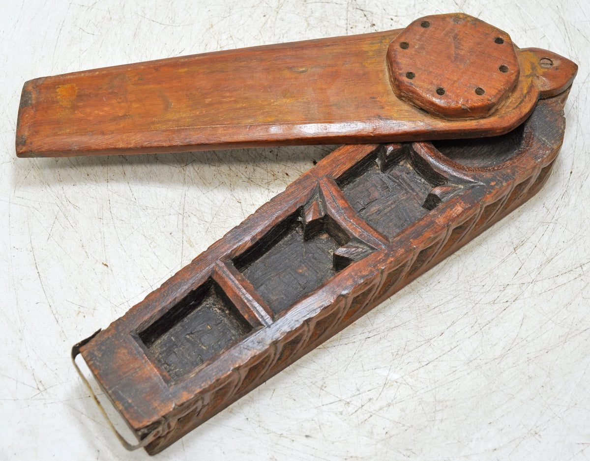 Antique Wooden Kum Kum Powder Tika Box Original Old Hand Carved