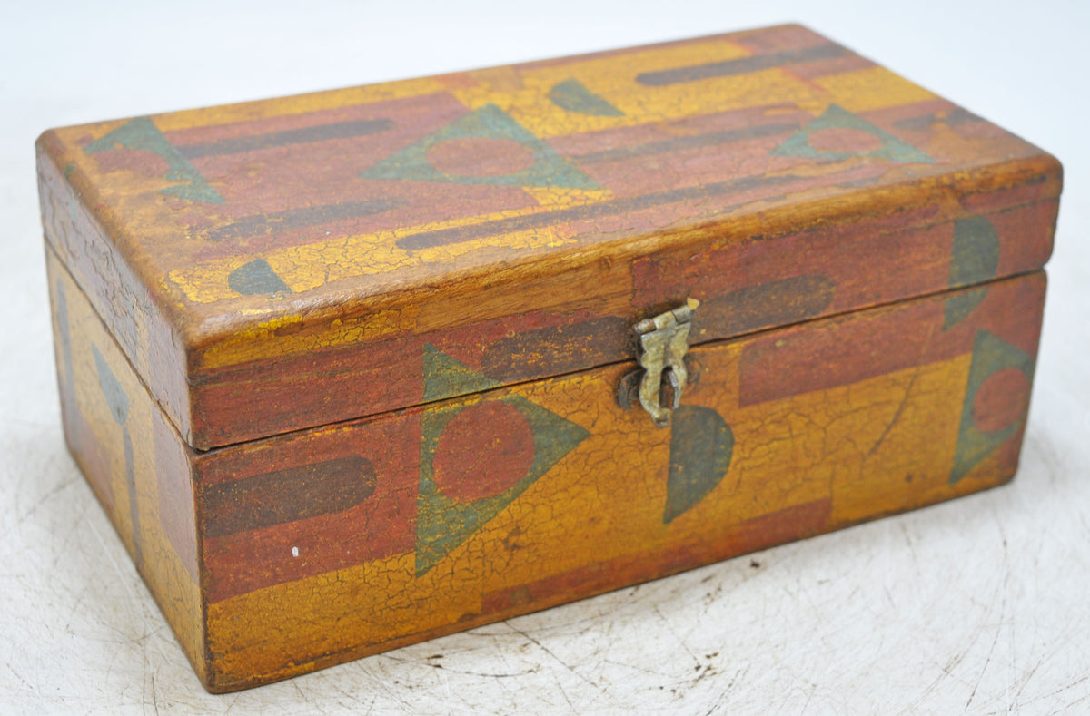 Vintage Wooden Storage Chest Box Original Old Hand Crafted Painted