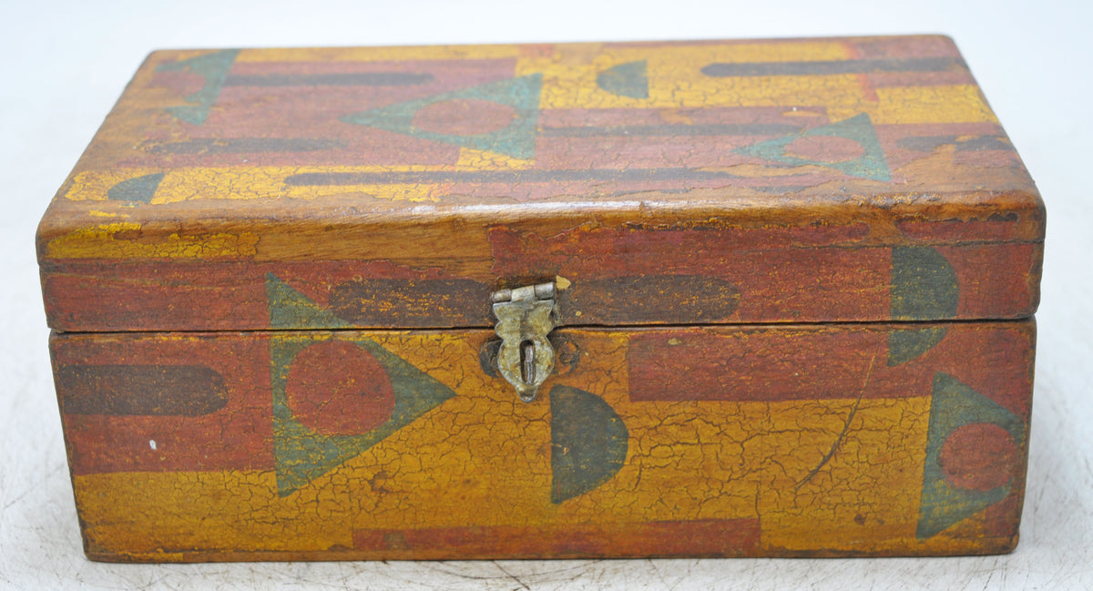 Vintage Wooden Storage Chest Box Original Old Hand Crafted Painted