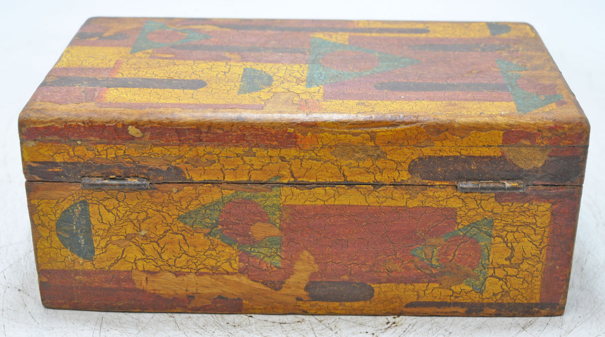 Vintage Wooden Storage Chest Box Original Old Hand Crafted Painted