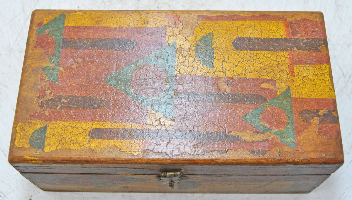 Vintage Wooden Storage Chest Box Original Old Hand Crafted Painted