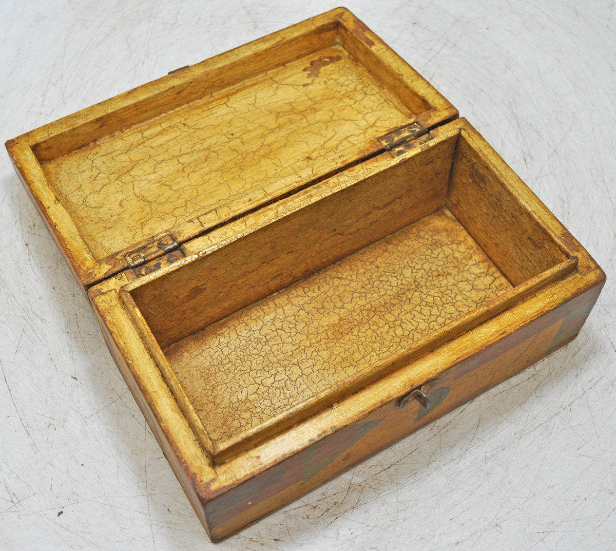 Vintage Wooden Storage Chest Box Original Old Hand Crafted Painted